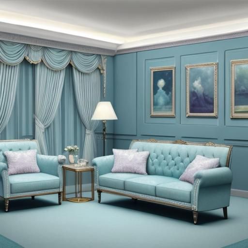 Pastel Blue Lounge in 1920s Style