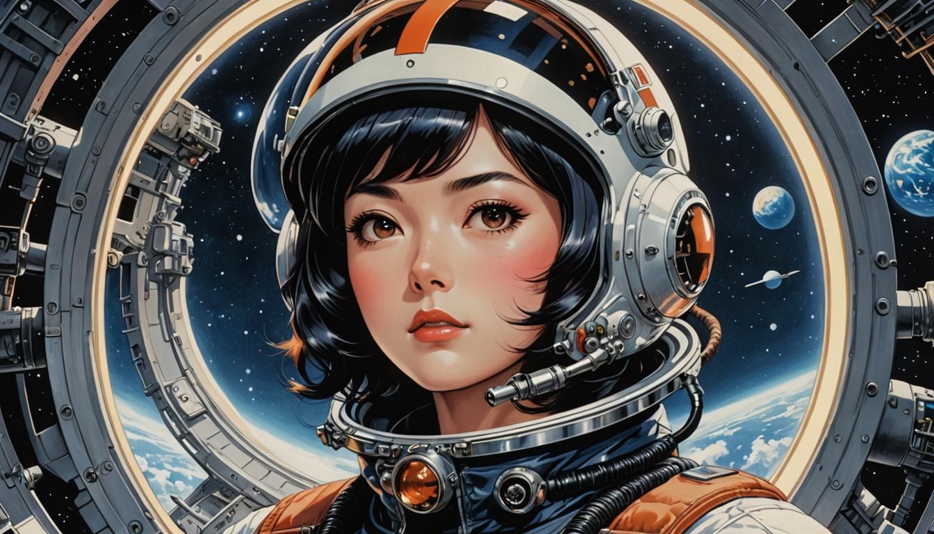 Girl Space Pilot in Osamu Tezuka Style