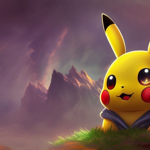 Detailed Pikachu Matte Painting in Fantasy Style
