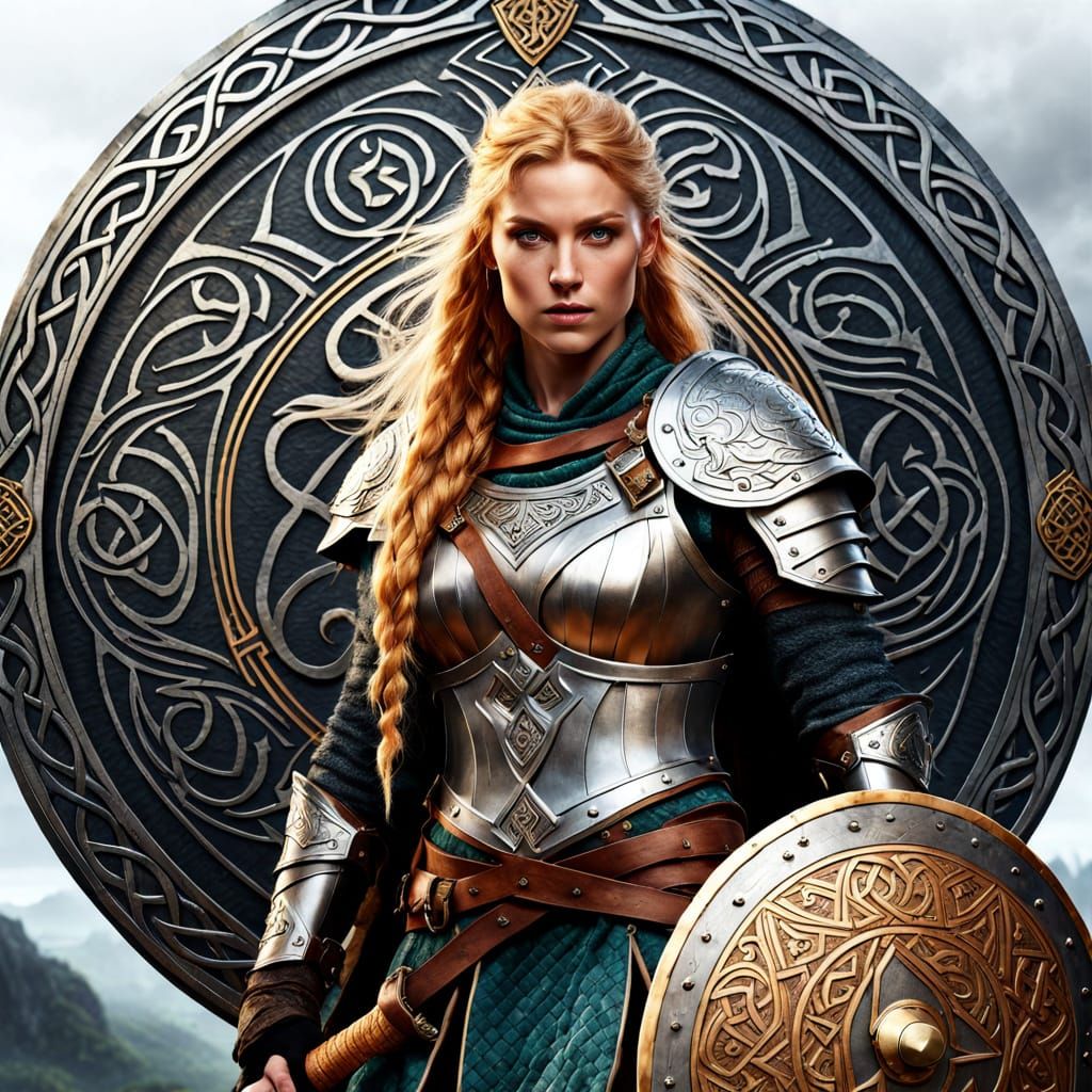 Viking Shieldmaiden in Steampunk Armor