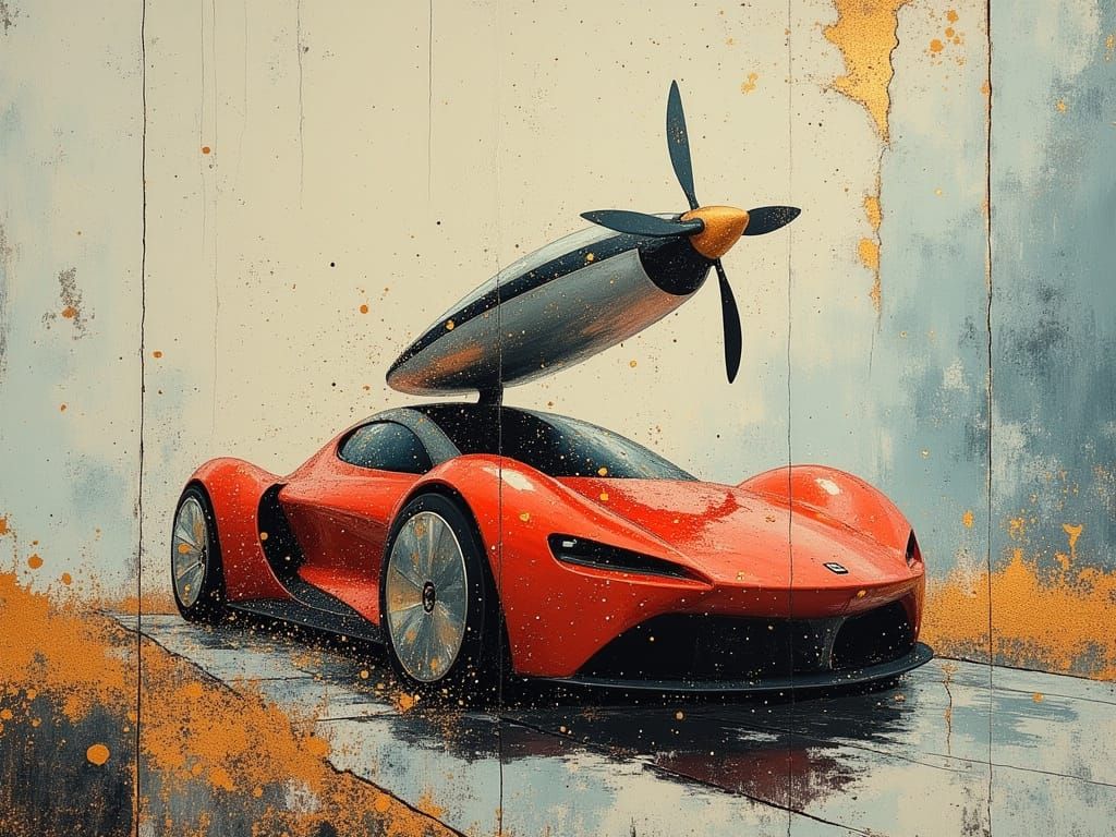 A hypermodern, futuristic red car.