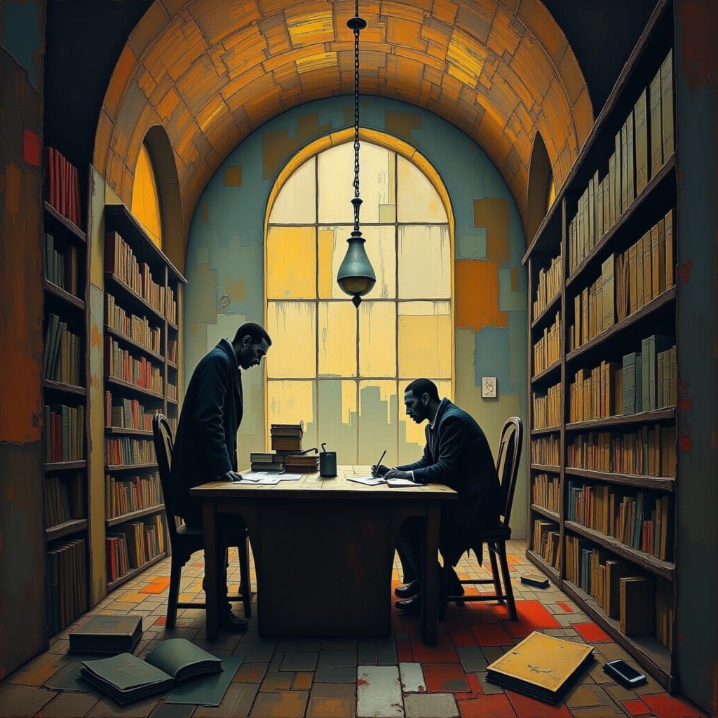 The Archivist Who Forgot: Gothic Surreal Image