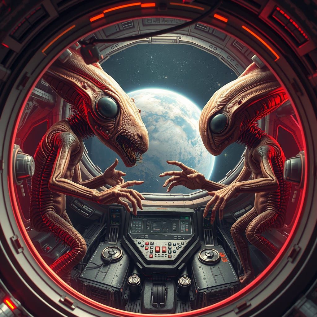 Bizarre Alien Encounter in a Cosmic Setting