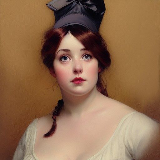 Curvy Victorian Maid Portrait as Oil Painting