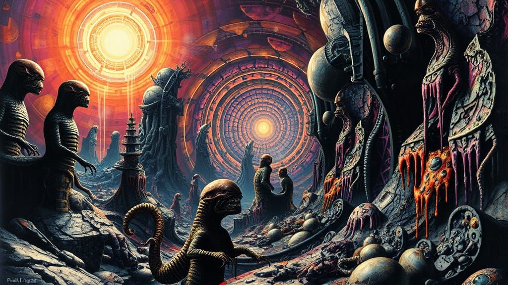 Mind-Bending Surreal Alien Landscape in Cyberpunk Aesthetic