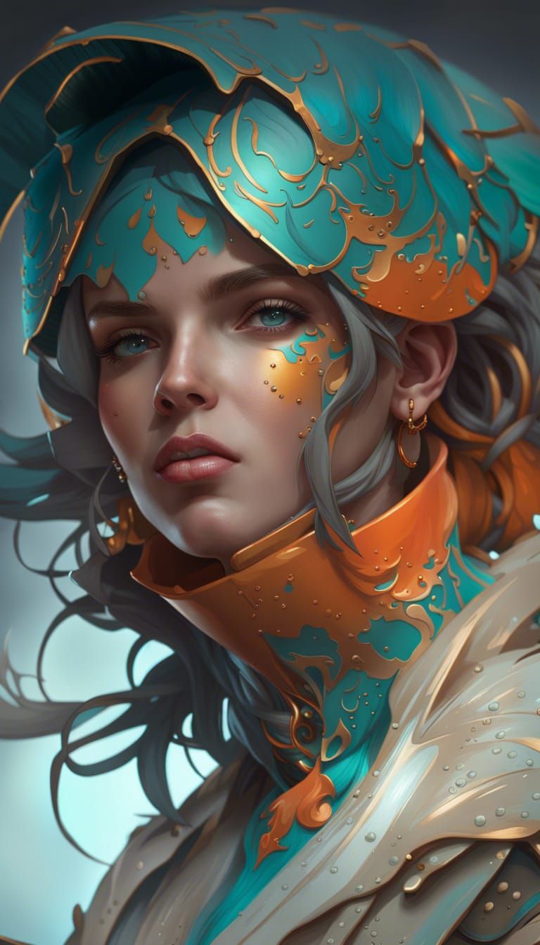 Hyperdetailed Girl Knight Concept Art in Art Nouveau Style