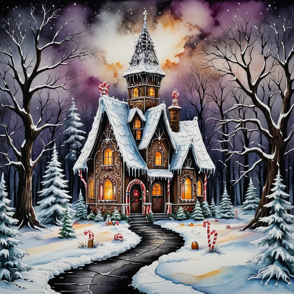 Gothic Gingerbread House in Winter Wonderland