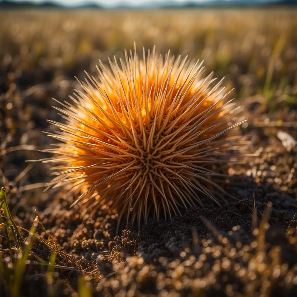 Vibrant Spiky Burrs in Lush Grassland: Professional Photogra...