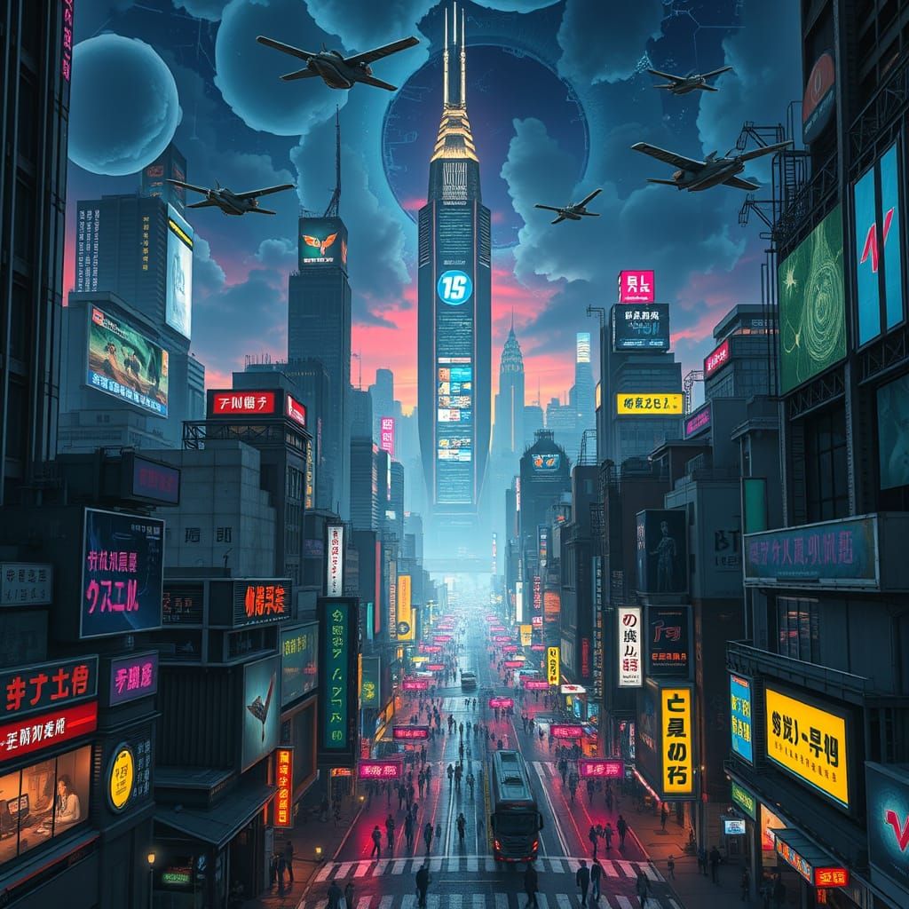 Cyberpunk Cityscape at Night in Photorealistic Style