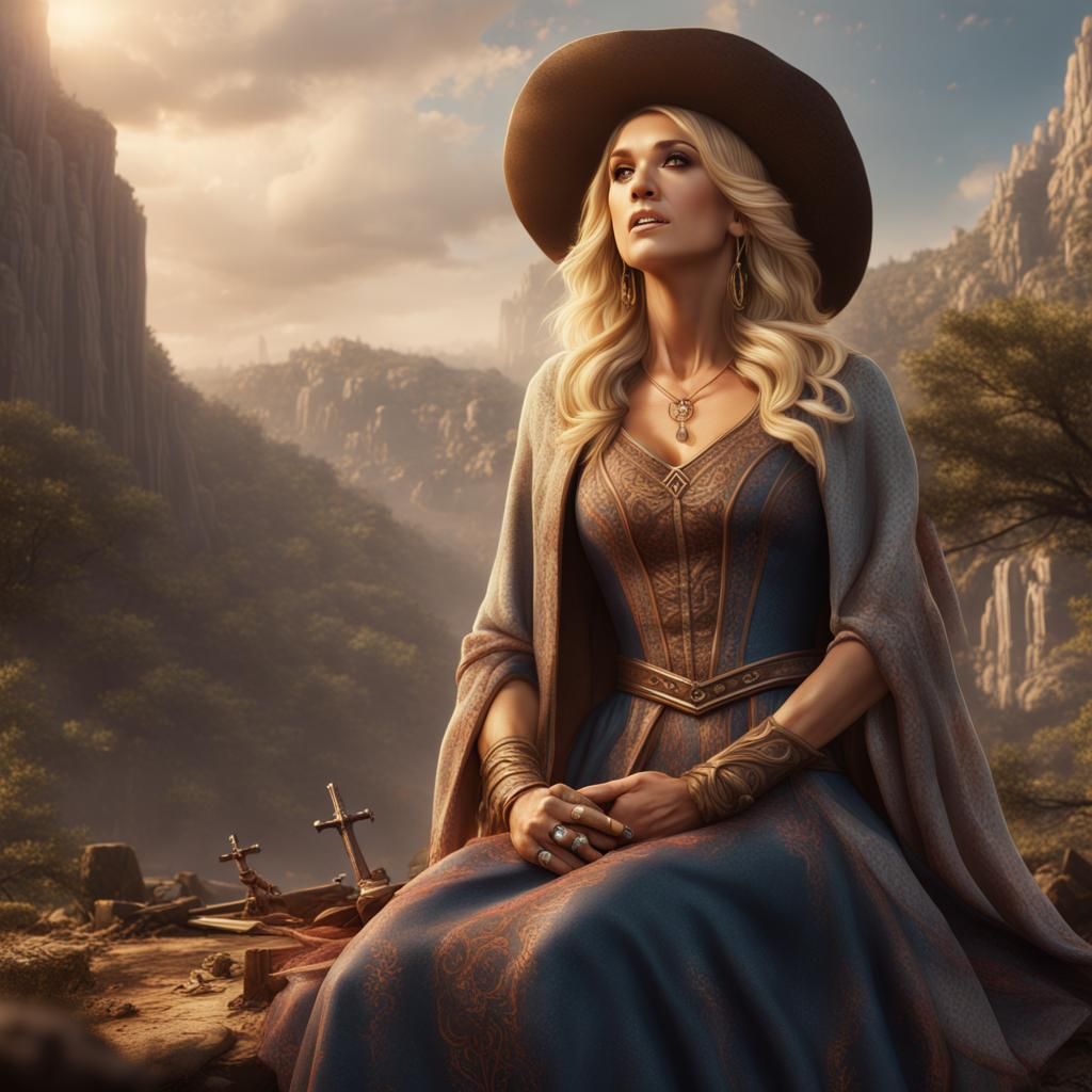 Carrie Underwood and Jesus in Detailed Matte Painting