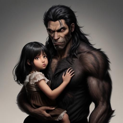 Werewolf Shifter and Daughter in Human Form