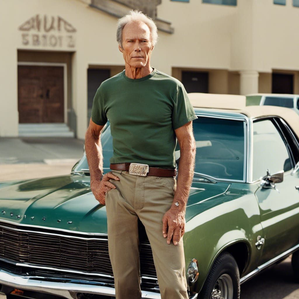 Digital Art of Older Man with Classic Car