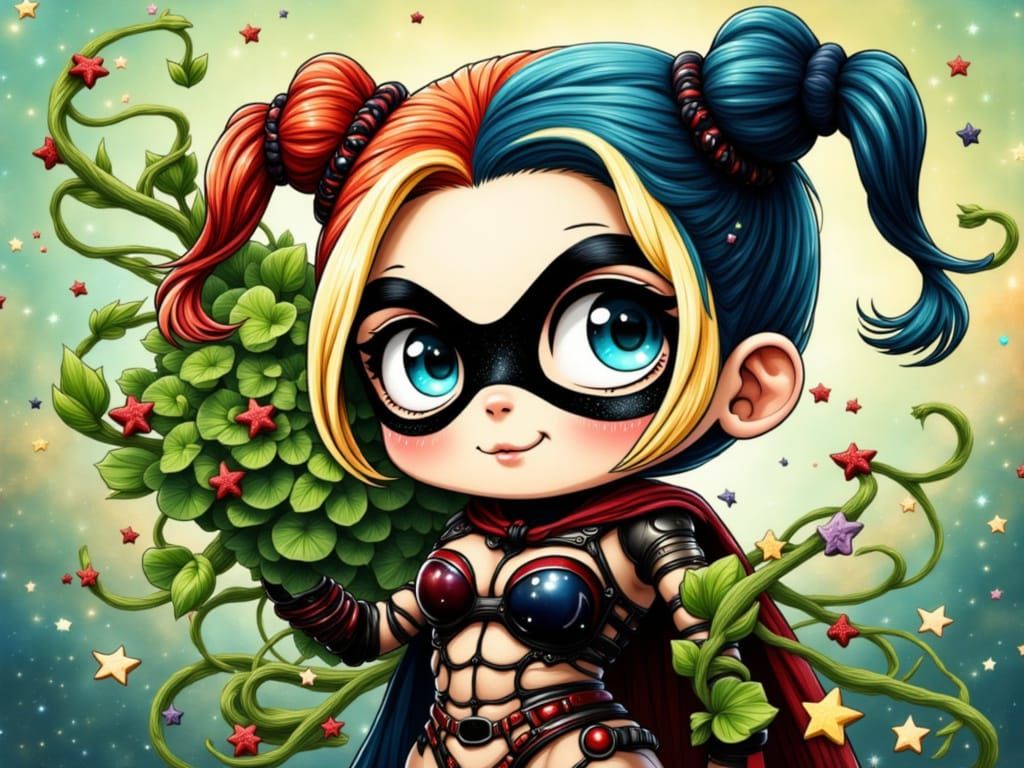 Adorable Chibi Harley Quinn and Poison Ivy