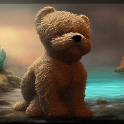 Teddy Bear Dog Mermaid Fantasy Concept Art