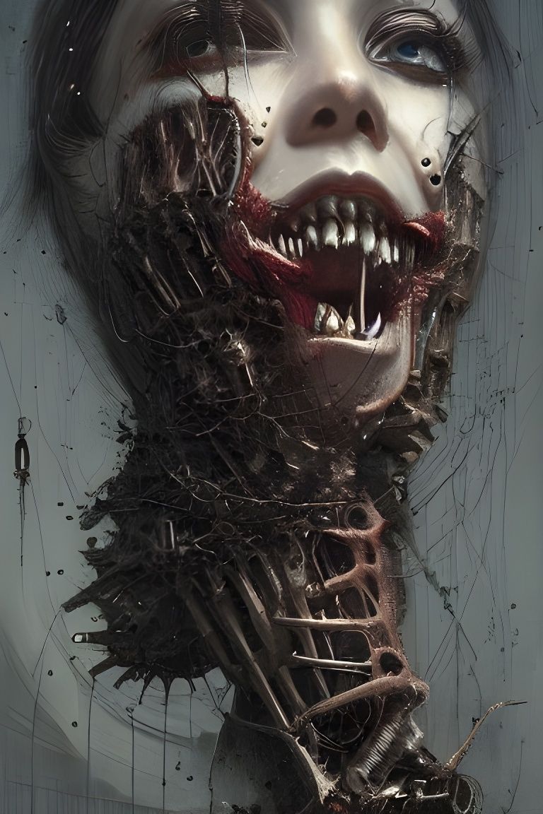 Terrifying Biomechanical Female Illustration