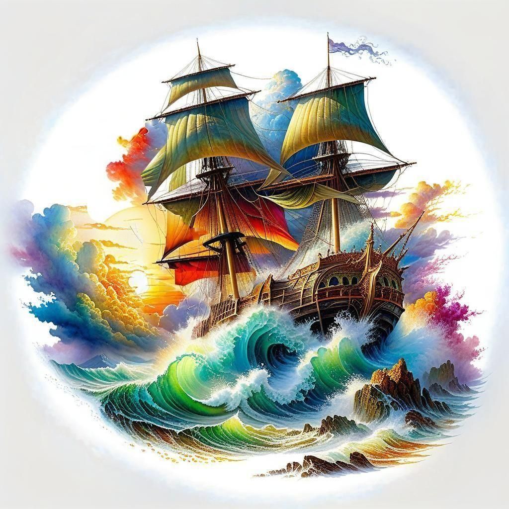 Seascape with Galleon in Wind Day