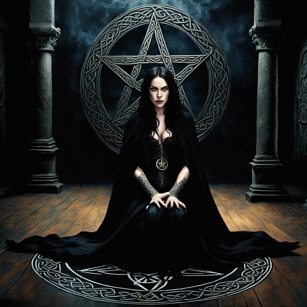 Sinister Celtic Woman with Dagger Matte Painting