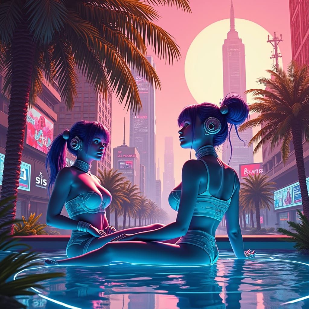 Cyber Girls in Radiant Dystopia