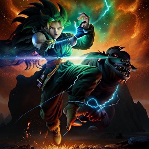 Female Sasquatch Super Saiyan: Detailed Matte Painting