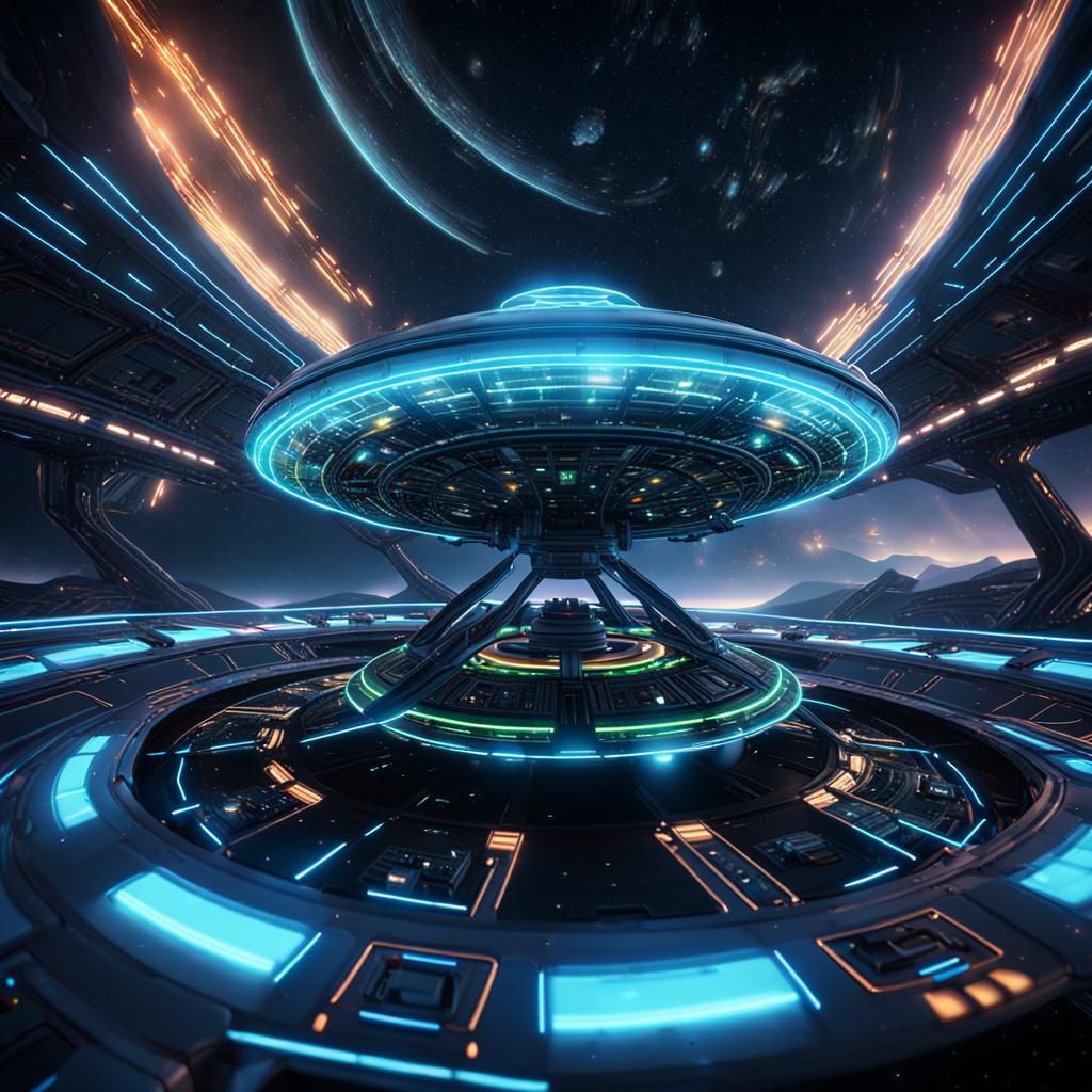 Alien Soaring in Flying Saucer: 3D Game Cinematic