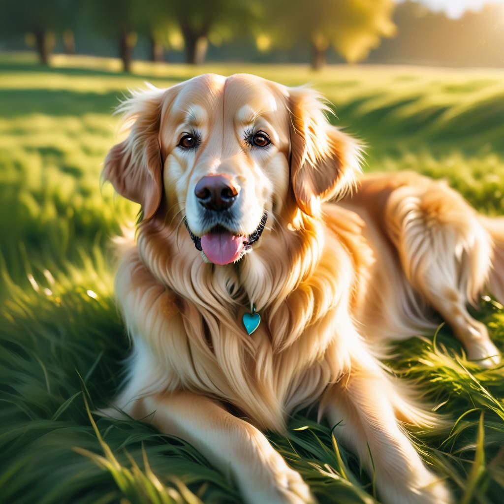 Golden Retriever Portrait in Oil Paint Style