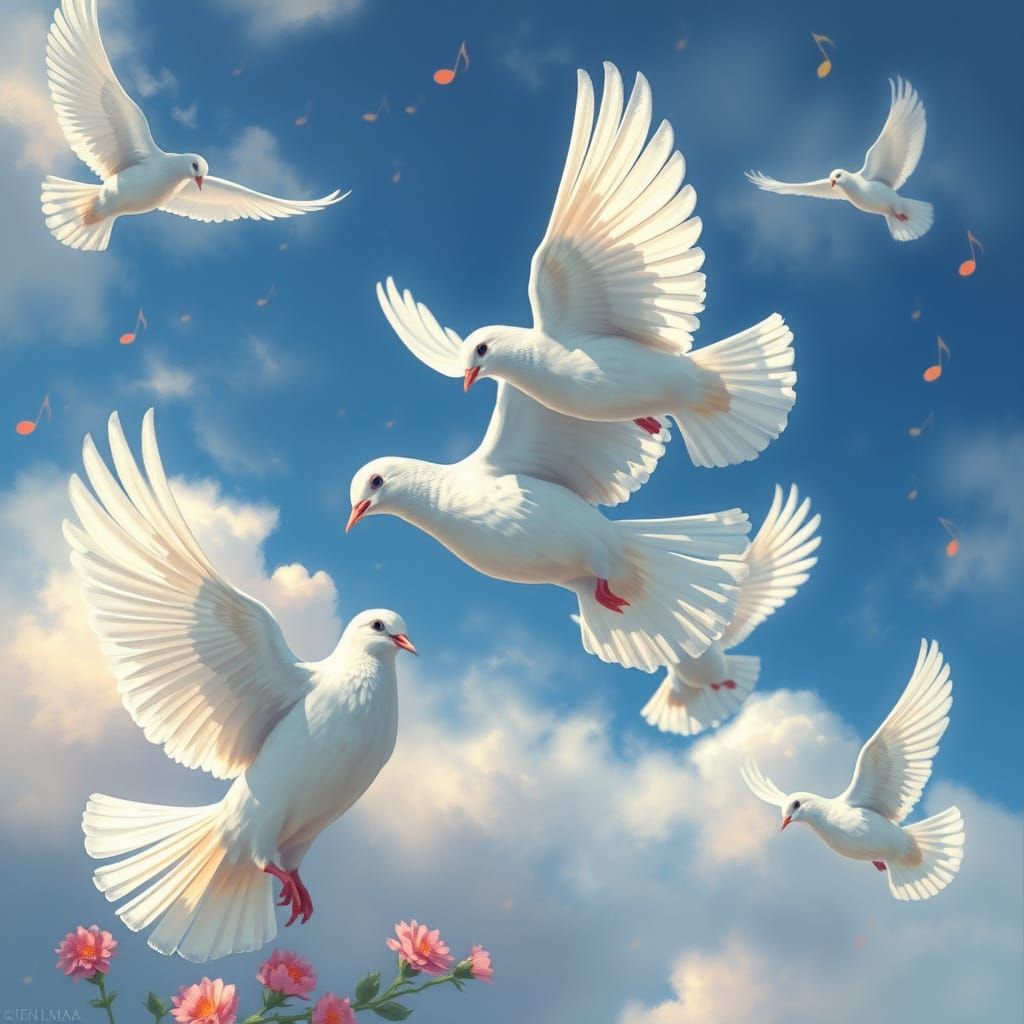 Surreal Doves in Melancholic Skies