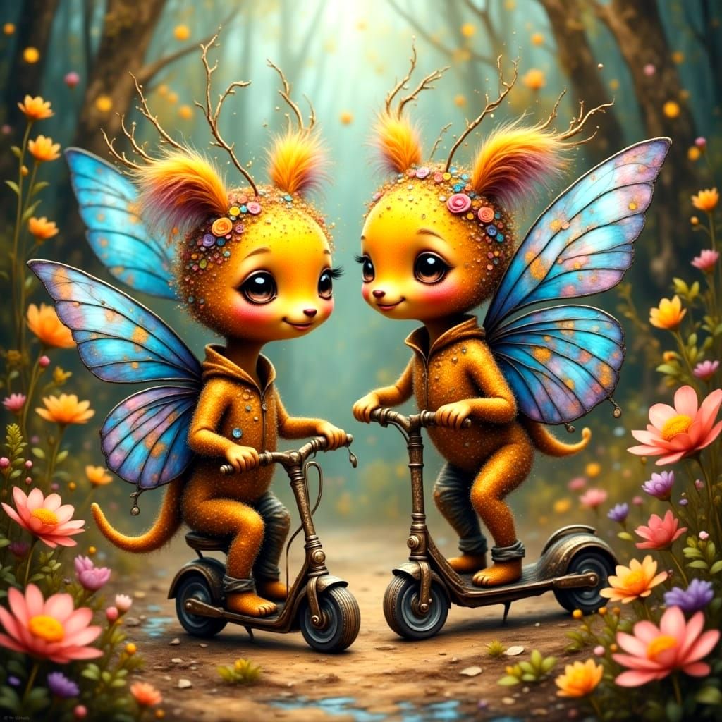Whimsical Fantasy Creatures Ride Pollen-Powered Scooters