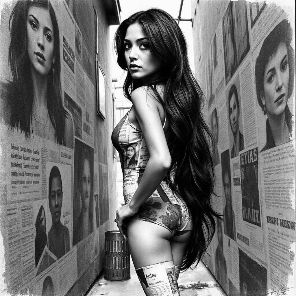 Noir City Siren: A Confident Young Latina Woman in High Cont...