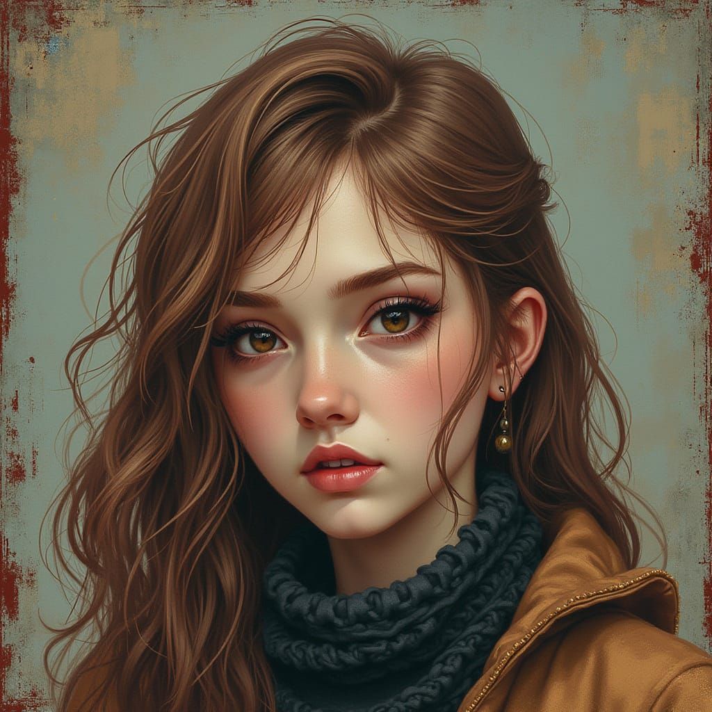 Melancholic Girl Covered in Rose Petals: Photorealistic Art