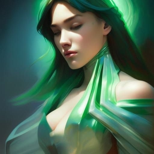 Emerald Portrait: Hyperdetailed Concept Art