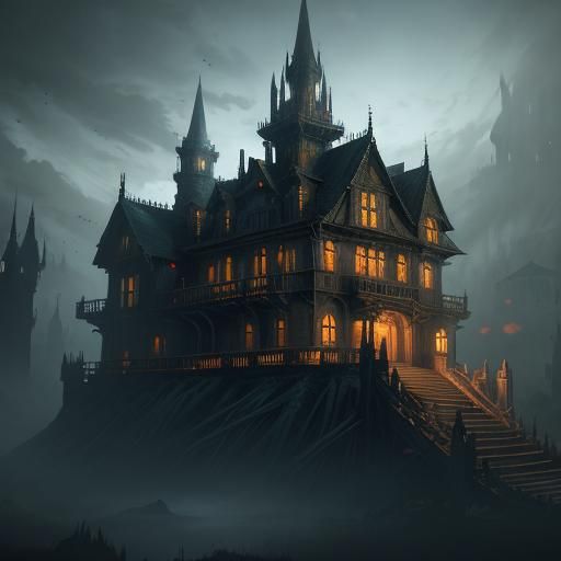 Detailed Matte Painting of a Haunted House