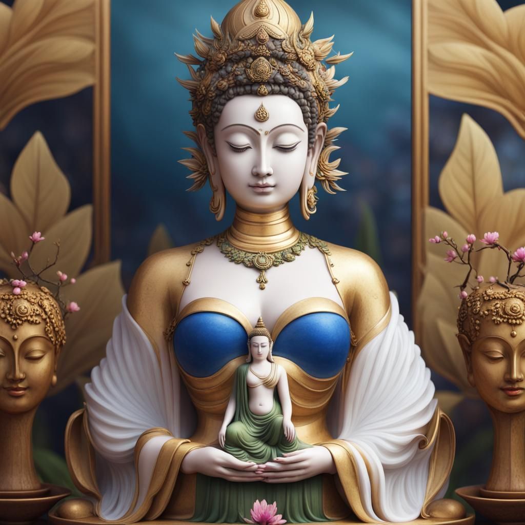 Buddha Goddess in a Garden Paradise
