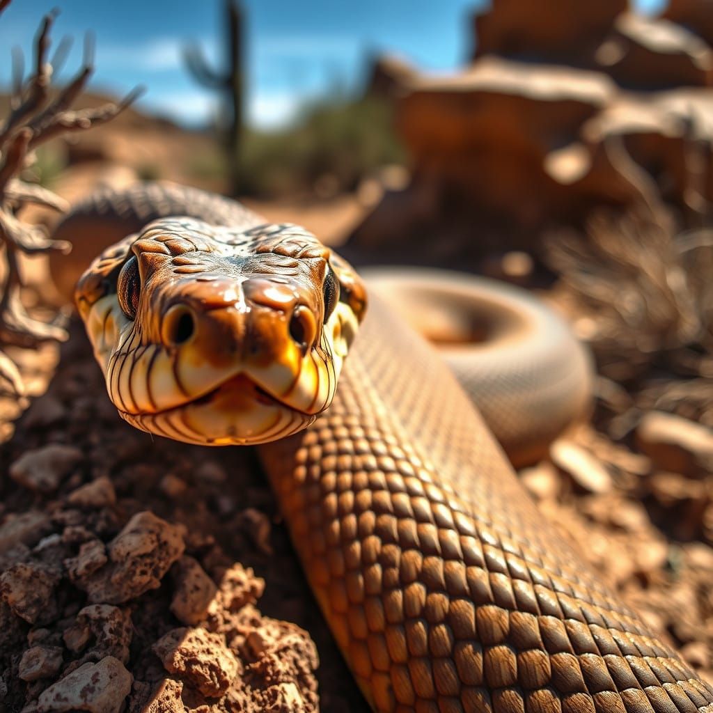 Western Diamondback Rattlesnake in Sonoran Desert Landscape