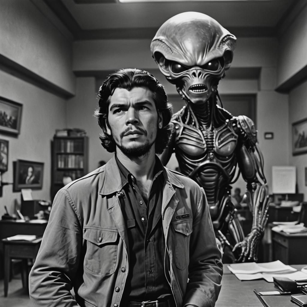 Che Guevara Portrait with Alien in Korda Style
