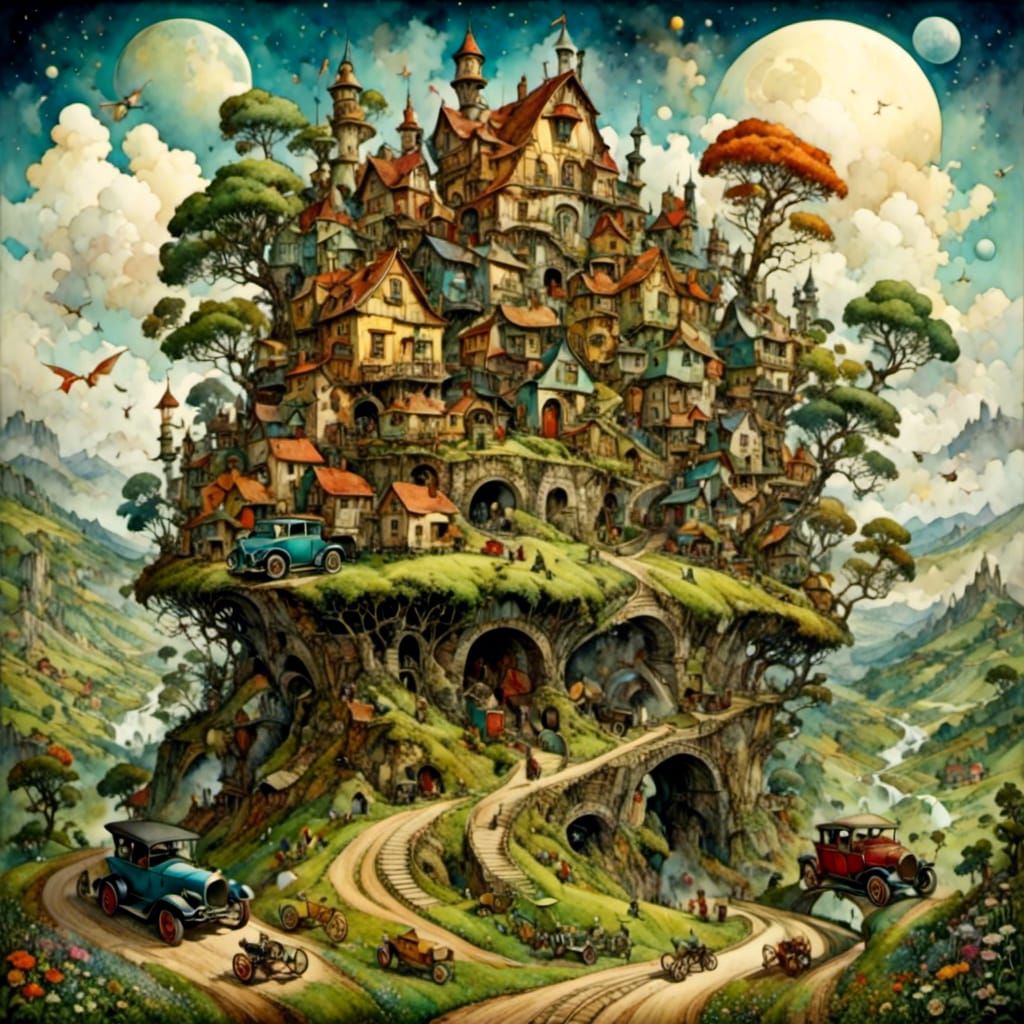 Surreal Fairy Tale Landscape: Celestial Whimsy