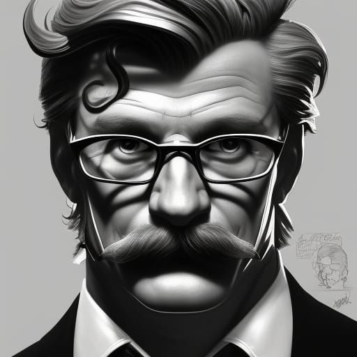 Commissioner Gordon Portrait in Art Nouveau Style