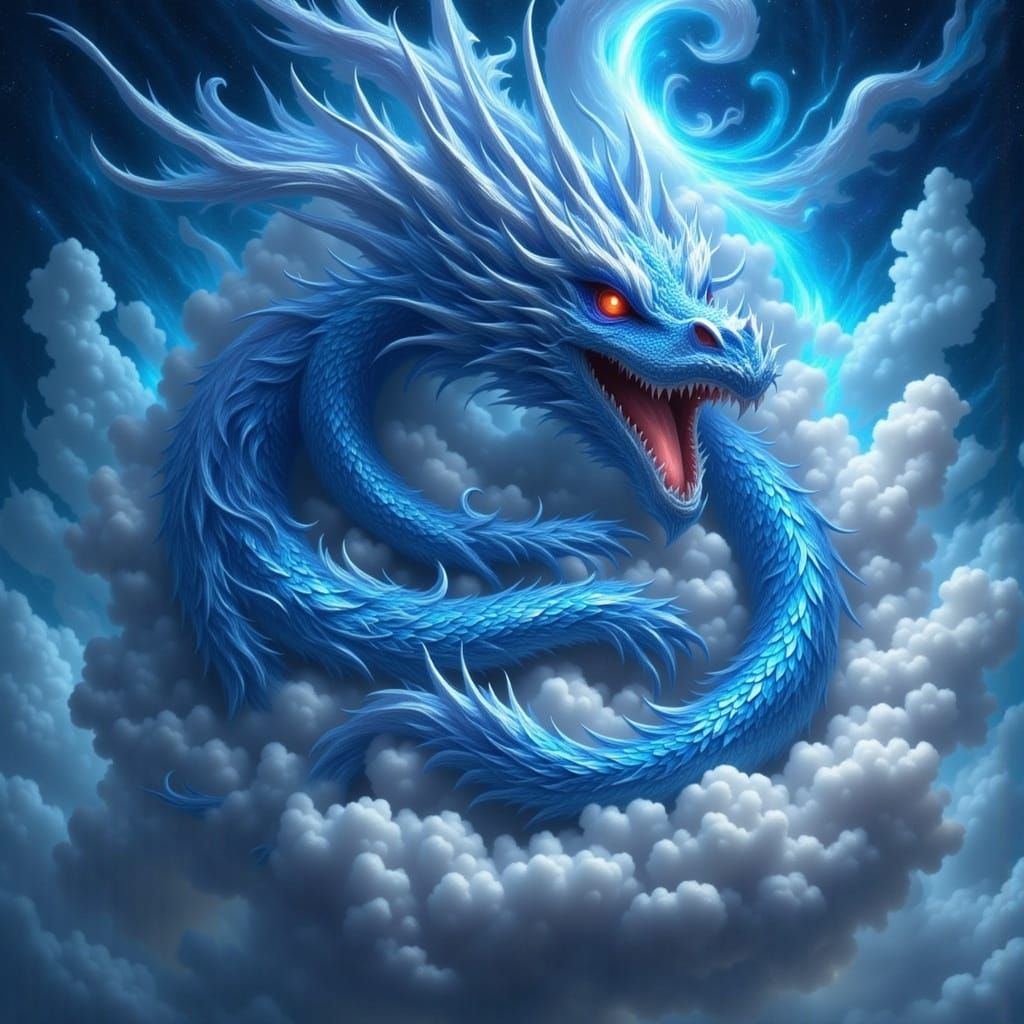 Ancient Diamond Dragon in Swirling Cosmic Expanse