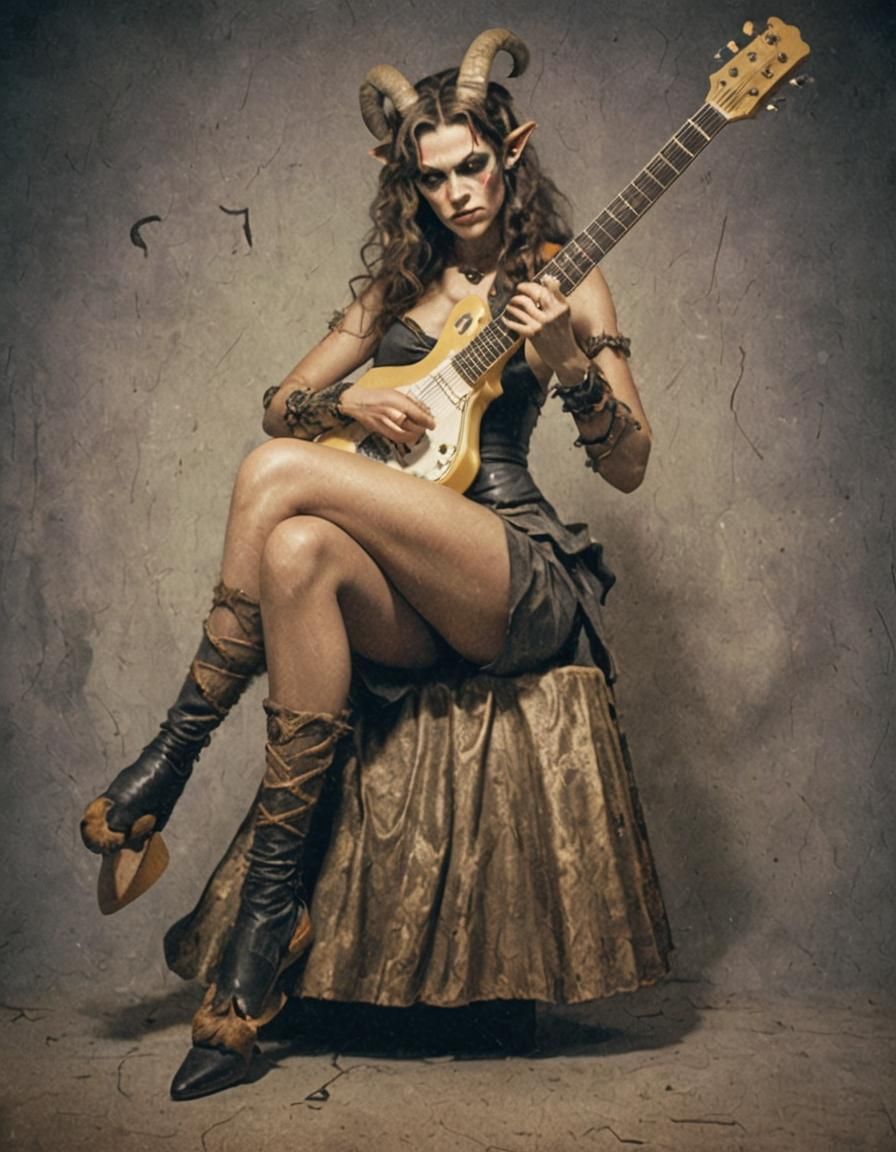 Satyr Woman Shreds on Electric Guitar