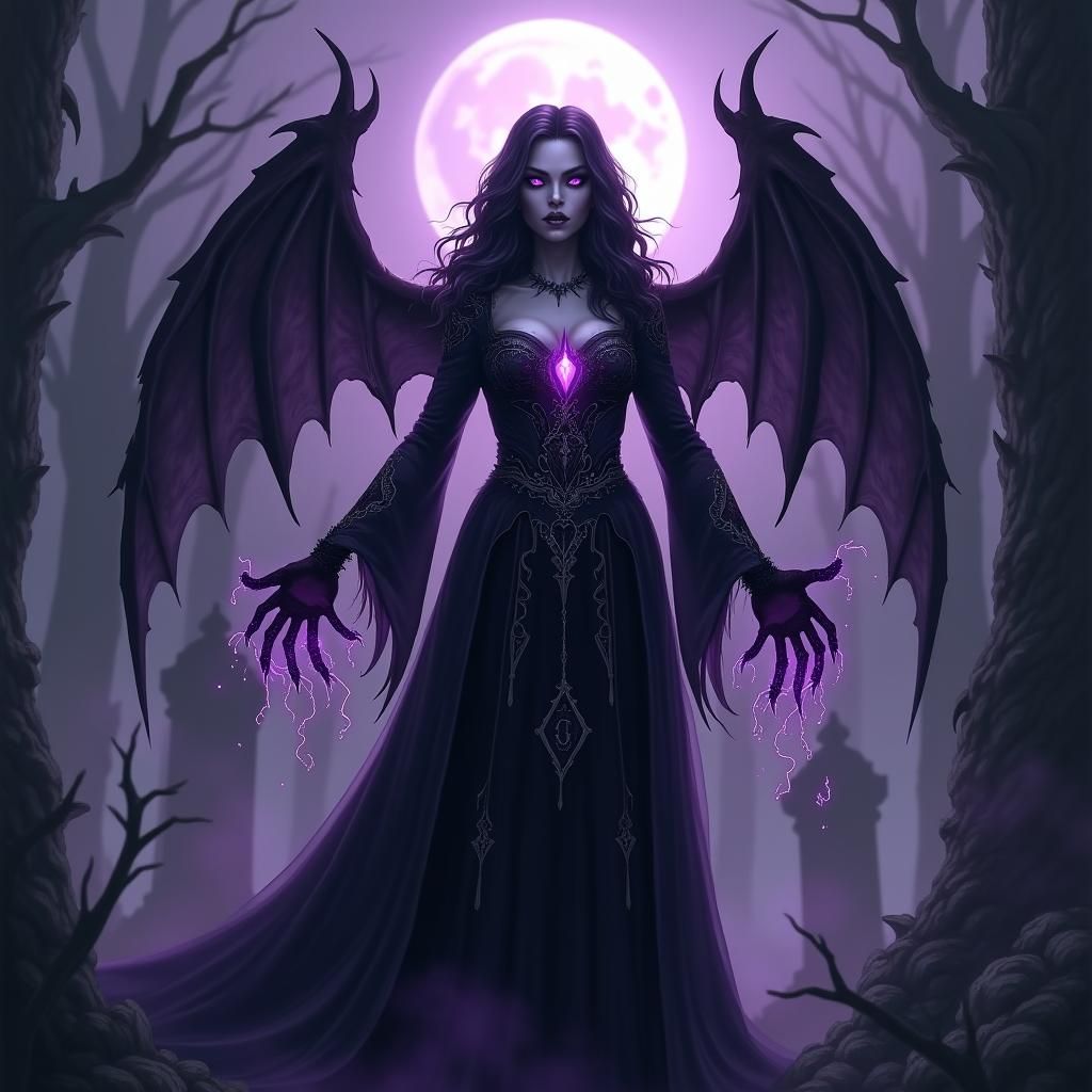 Ethereal Morgana in Misty Graveyard, Fantastical Realism