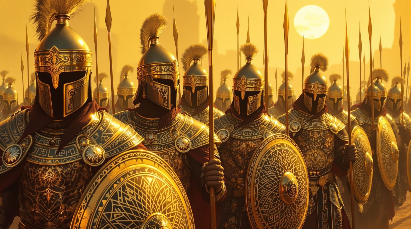 Mamluk Warriors Marching in Formation with Spears and Swords