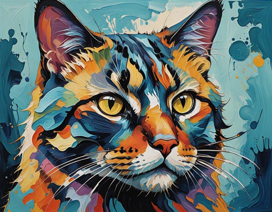Semi-Abstract Painting of a Giant Cat