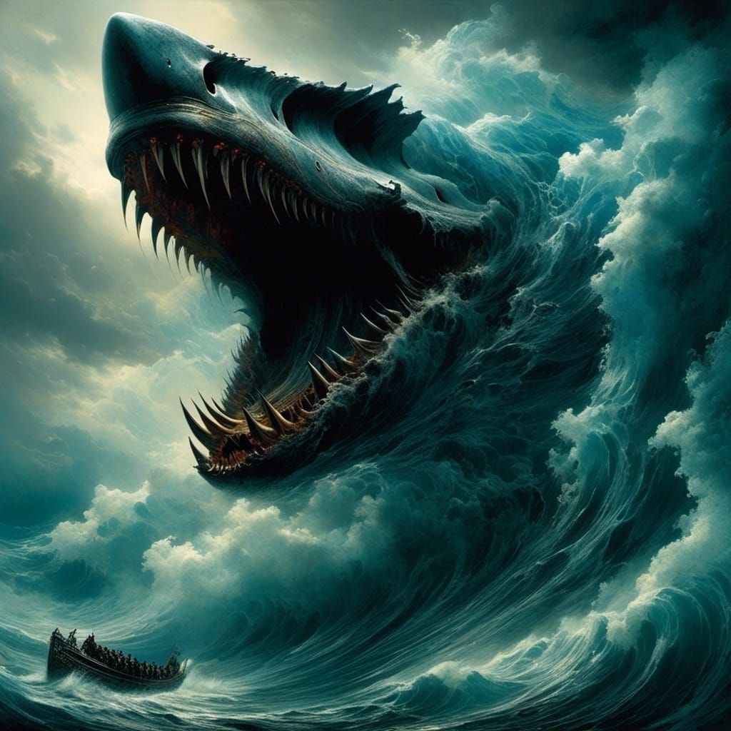 Waves Transform Into Shark Jaws With Hyperrealism