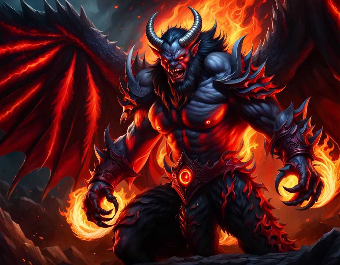 Raging Demon in Dark Fantasy Style