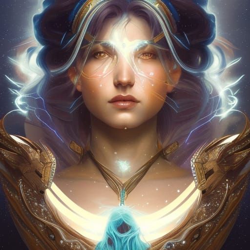 Goddess of Lightning Portrait in Art Nouveau Style