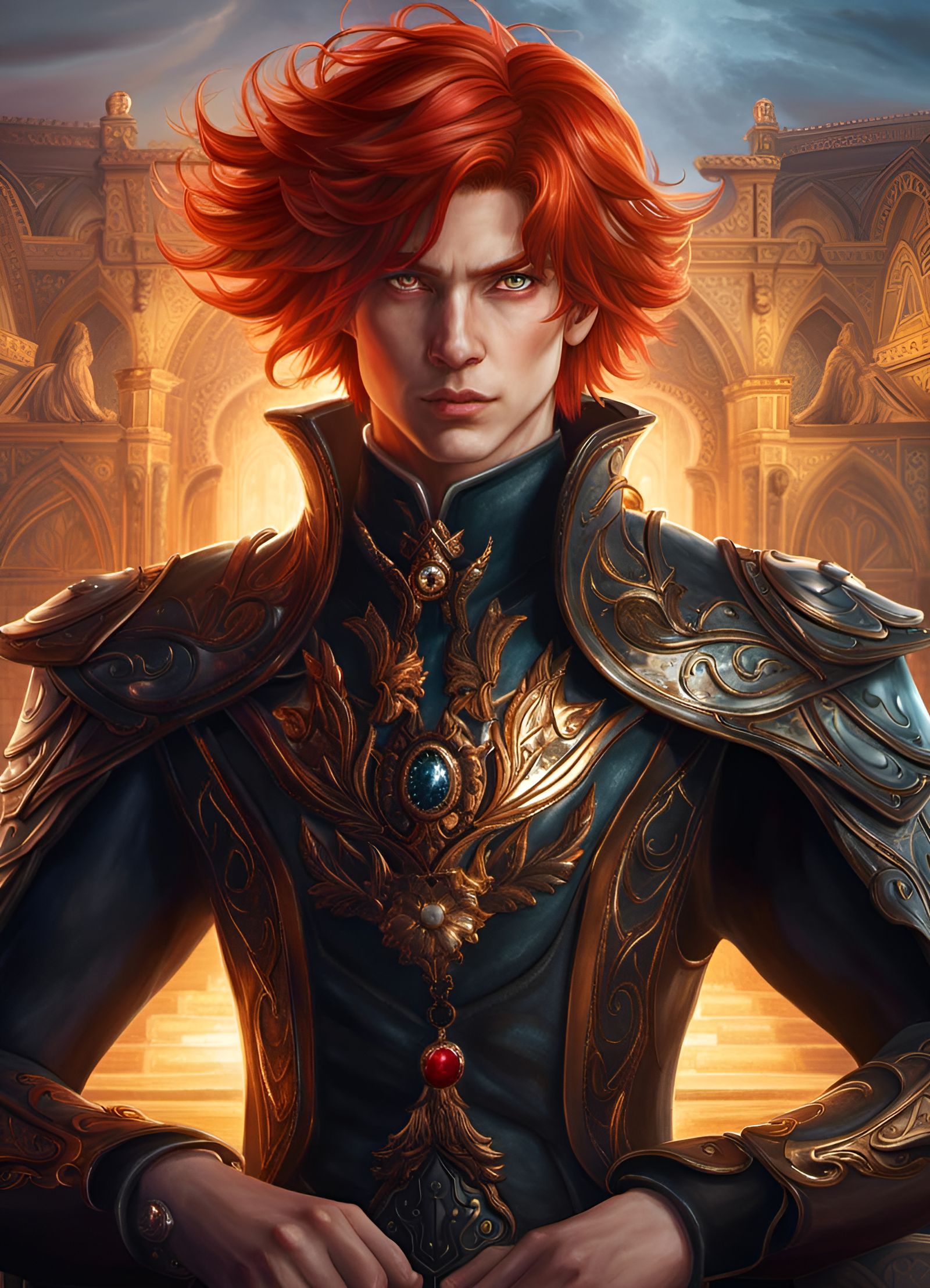 Charismatic Redhead: Fantasy Duelist Portrait in 8K