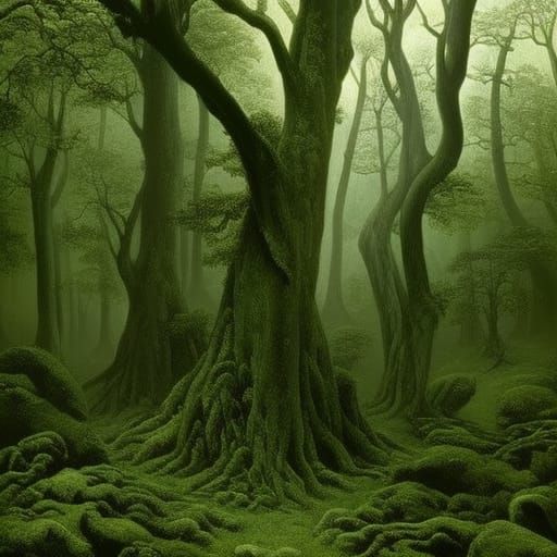 Sinister Forest Inspired by Doré and Rutkowski