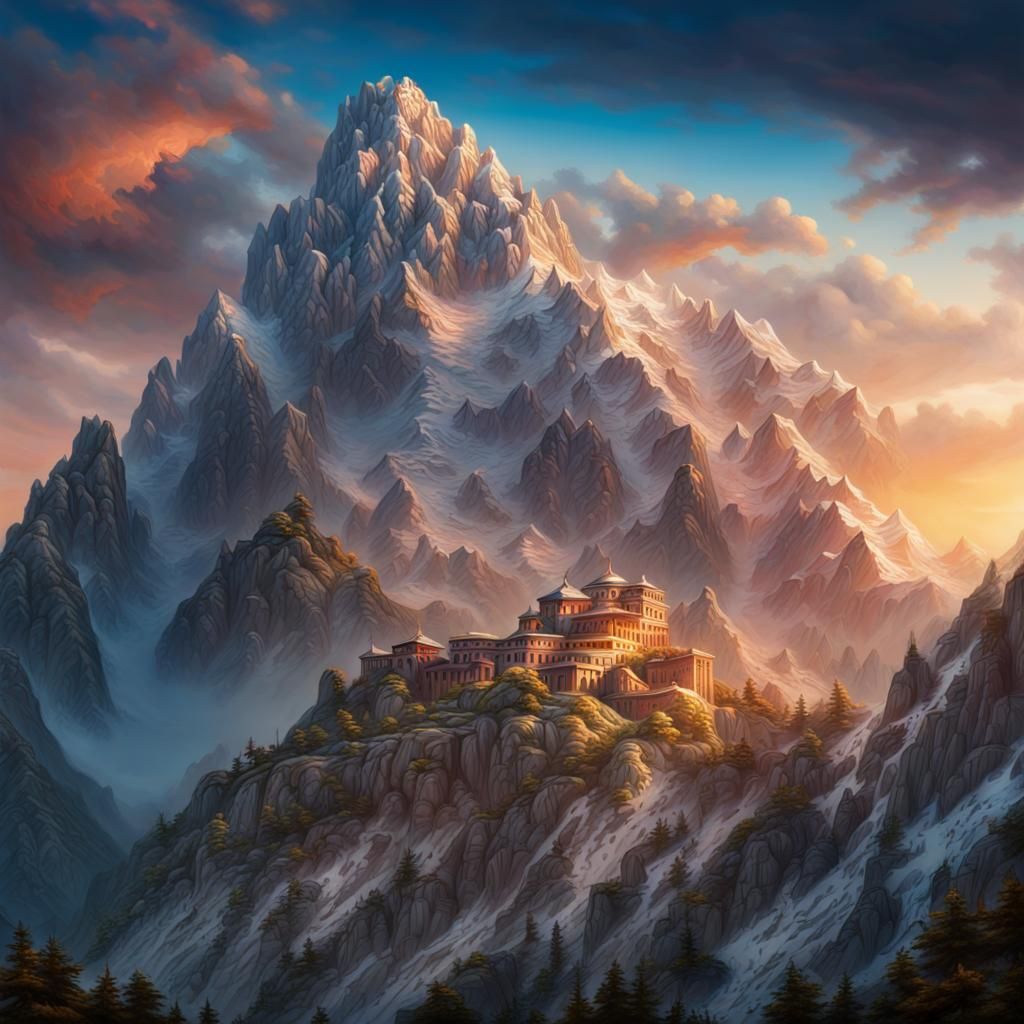 Mount Olympus Dawn: Hyperrealistic Graffiti Splash Art