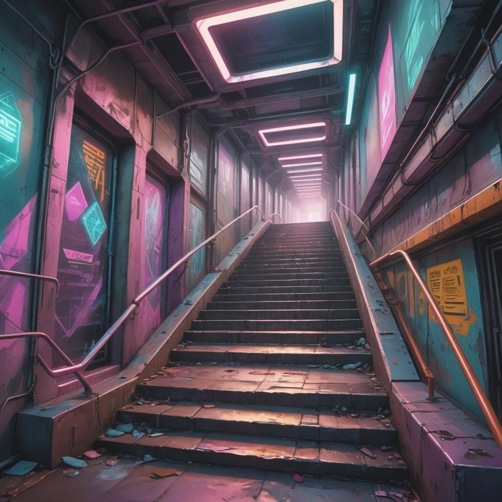 Retrofuture City Tunnel with Streetwear in Synthwave Style