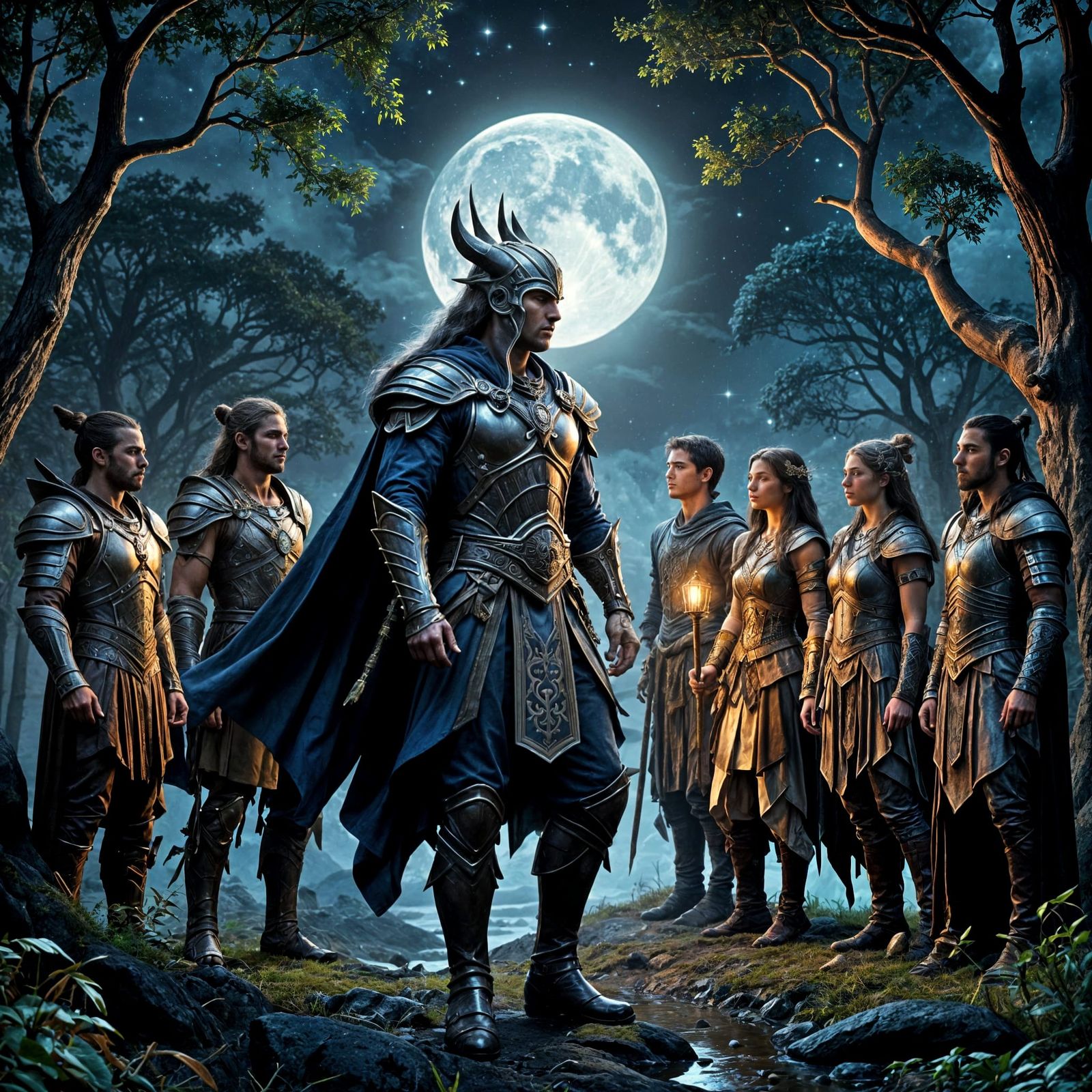 Epic Lunar Encounter in Hyperrealist Style