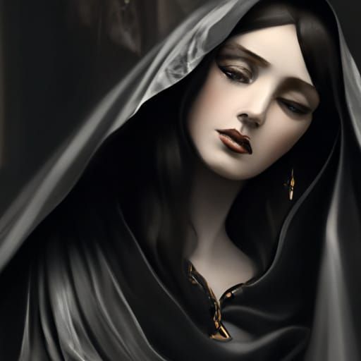 Sad Vampire Crying Blood Tears as Oil Painting